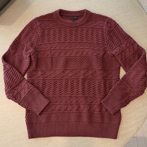J. Crew Men's Slim Fit Textured Maroon Crewneck Sweater sz. M